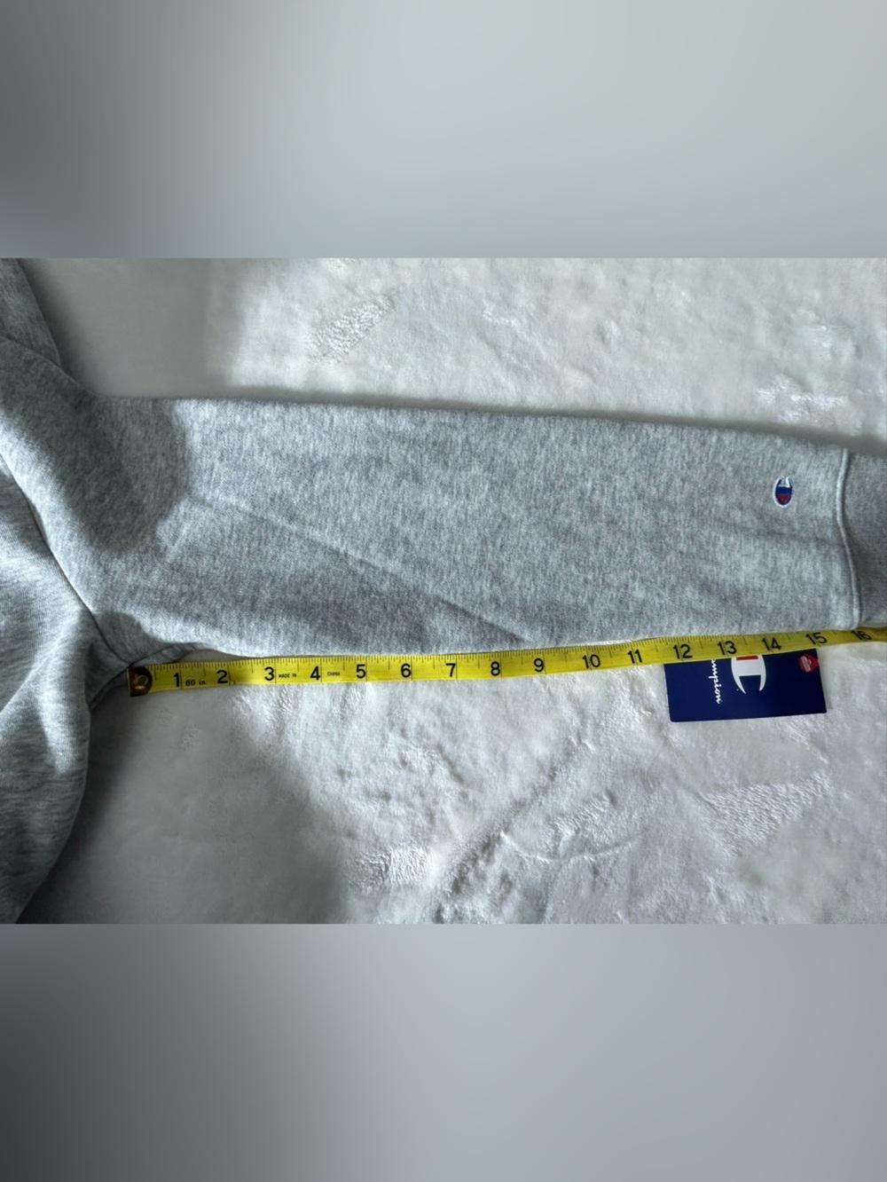 Champion Light Gray Hoodie with Pink Script Logo Kangaroo Pocket Size 16 - Picture 8 of 9